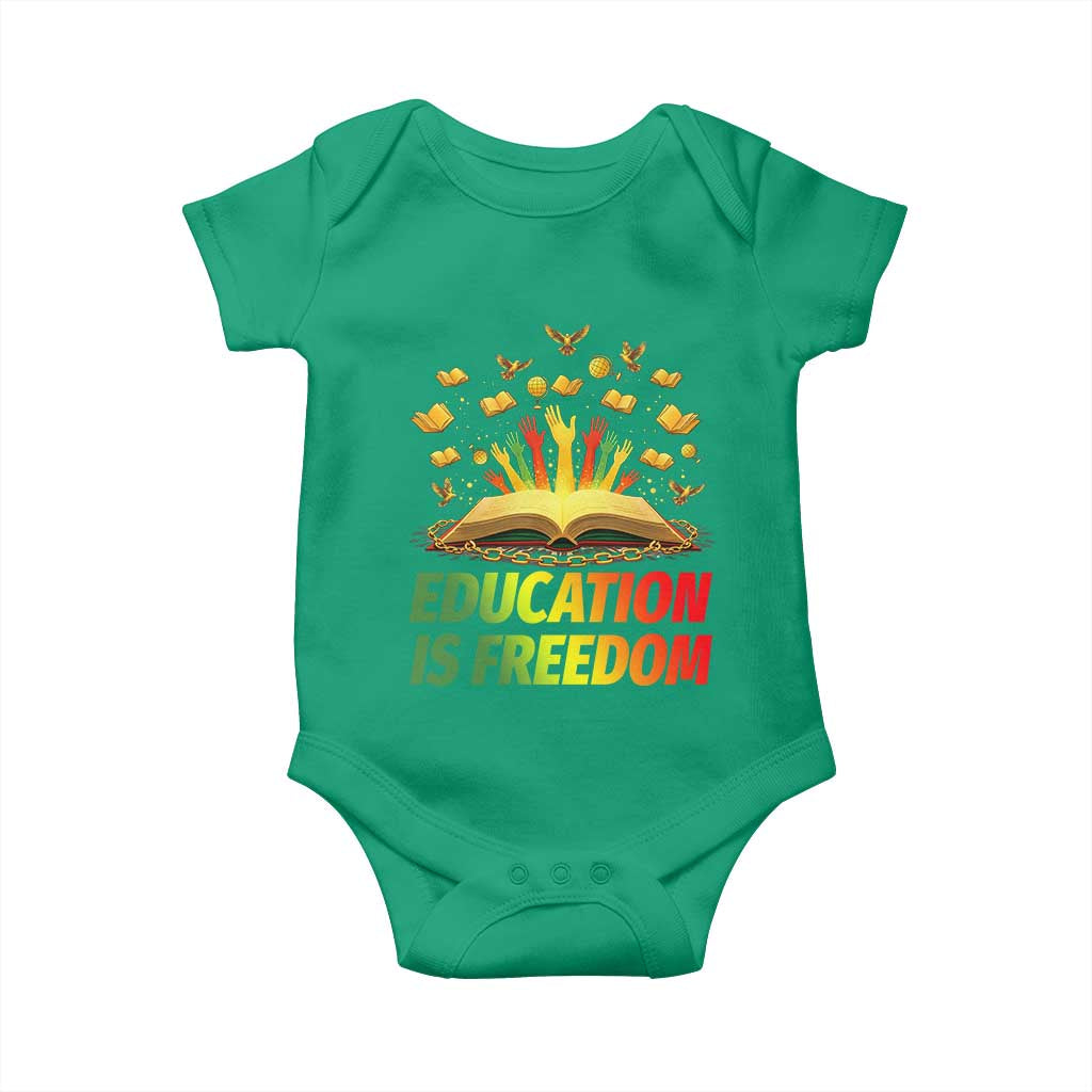 Education Is Freedom Baby Onesie Black Education Teacher Gift TS12 Irish Green Print Your Wear