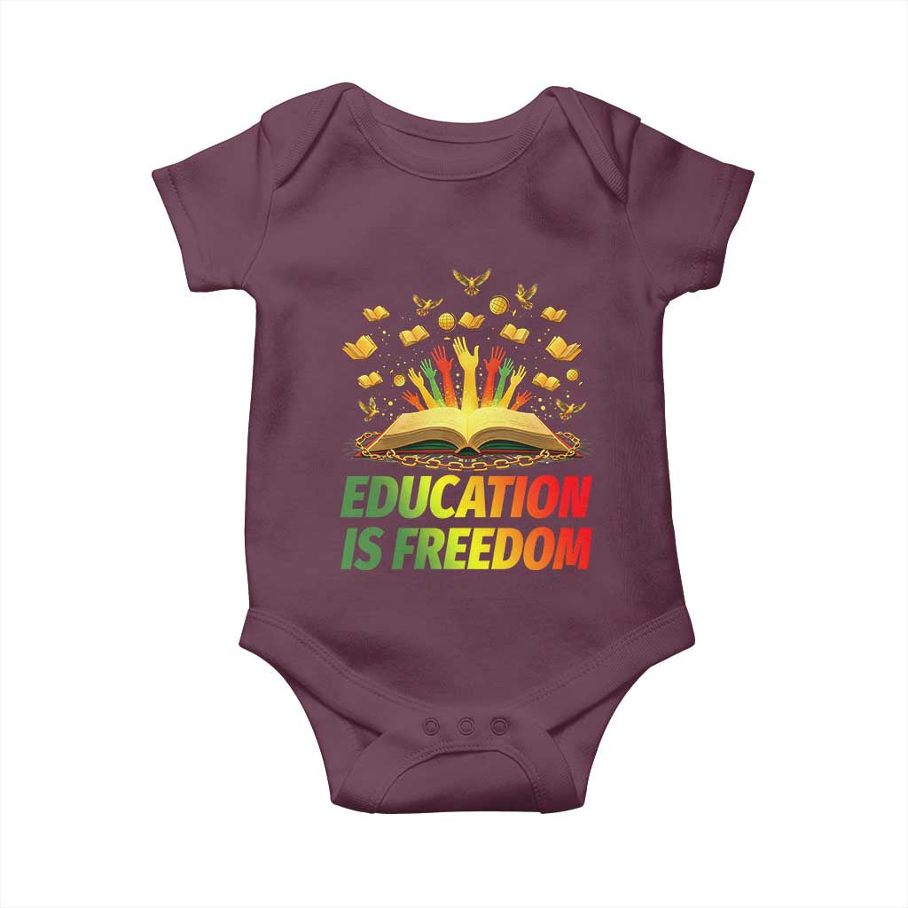 Education Is Freedom Baby Onesie Black Education Teacher Gift TS12 Maroon Print Your Wear