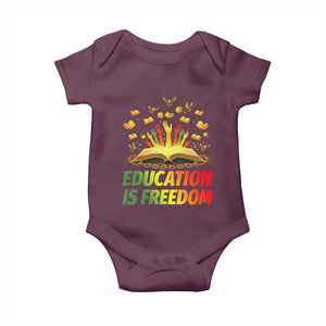 Education Is Freedom Baby Onesie Black Education Teacher Gift TS12 Maroon Print Your Wear