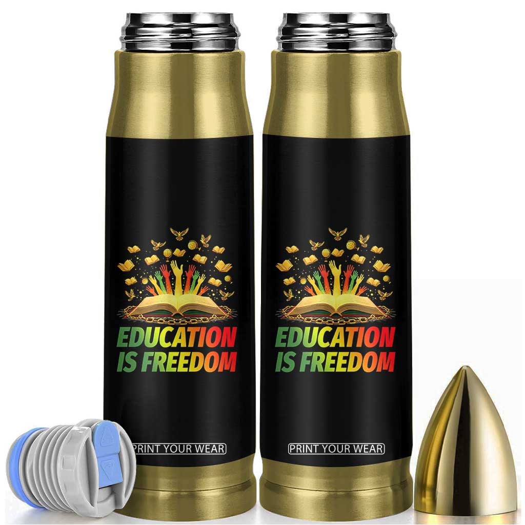 Education Is Freedom Bullet Tumbler Black Education Teacher Gift TS12 Black Print Your Wear