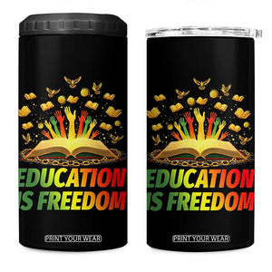 Education Is Freedom 4 in 1 Can Cooler Tumbler Black Education Teacher Gift TS12 One Size: 16 oz Black Print Your Wear