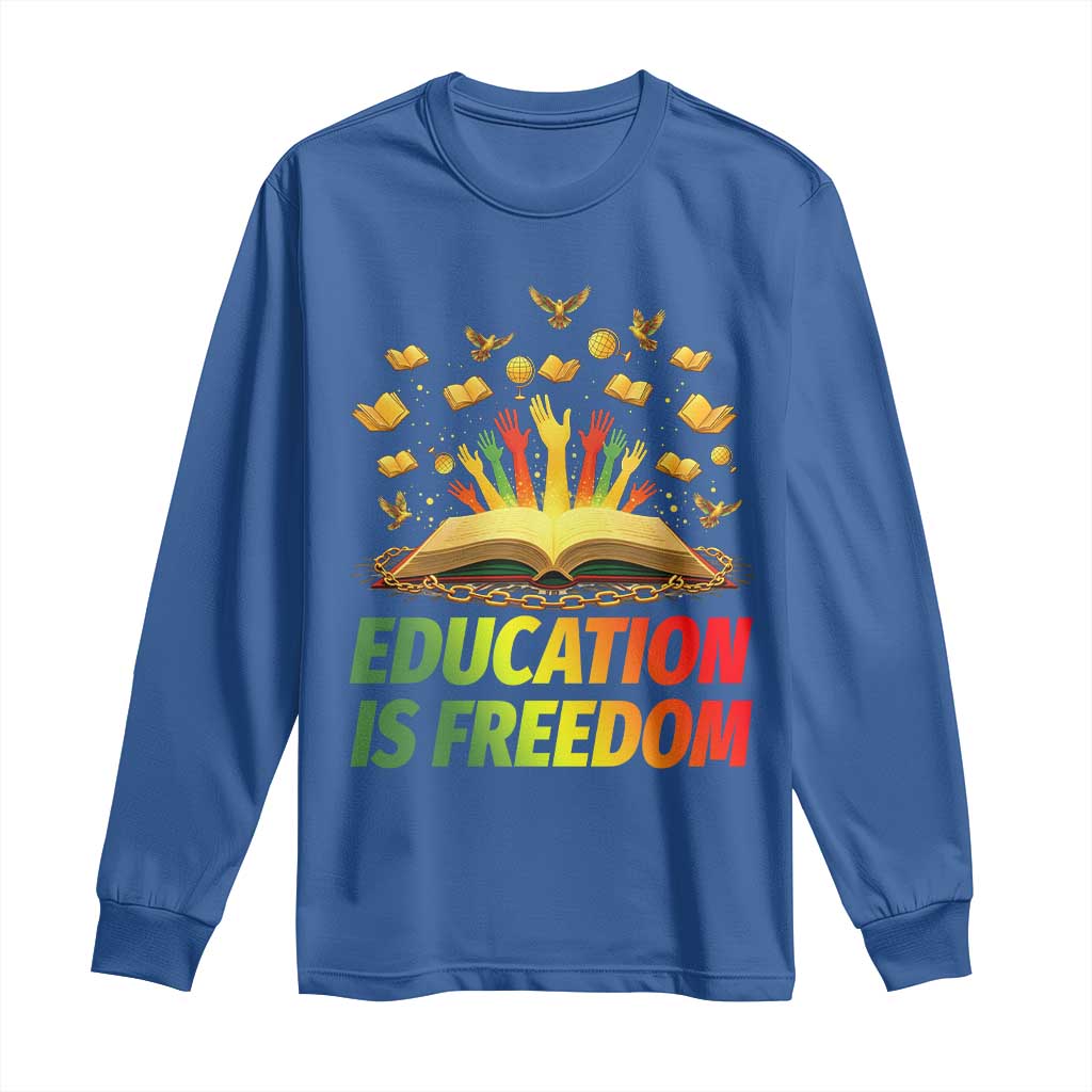 Education Is Freedom Long Sleeve Shirt Black Education Teacher Gift TS12 Royal Blue Print Your Wear