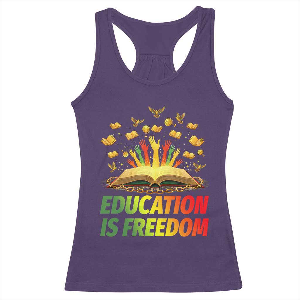 Education Is Freedom Racerback Tank Top Black Education Teacher Gift TS12 Purple Print Your Wear