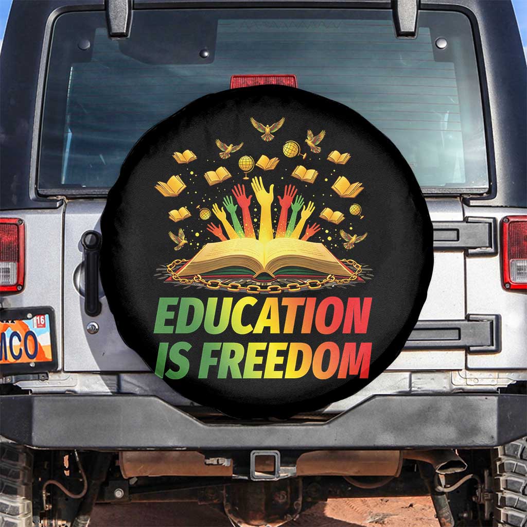 Education Is Freedom Spare Tire Cover Black Education Teacher Gift TS12 No hole Black Print Your Wear