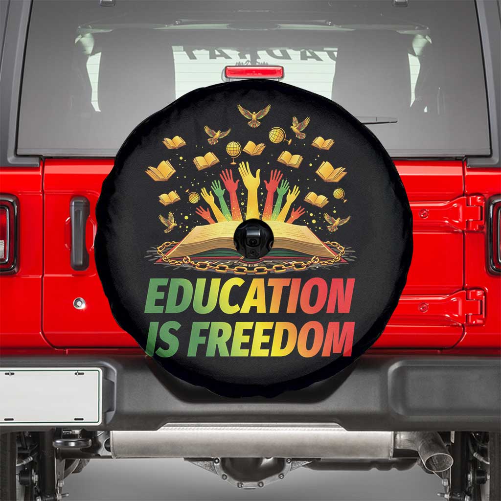 Education Is Freedom Spare Tire Cover Black Education Teacher Gift TS12 Black Print Your Wear