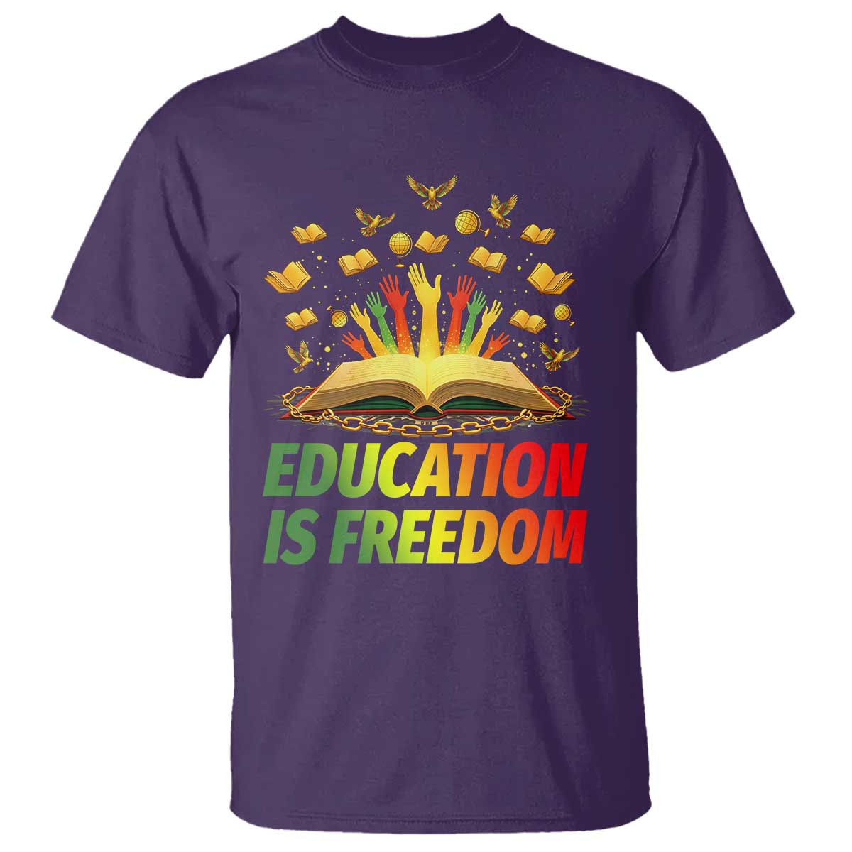 Education Is Freedom T Shirt Black Education Teacher Gift TS12 Purple Print Your Wear