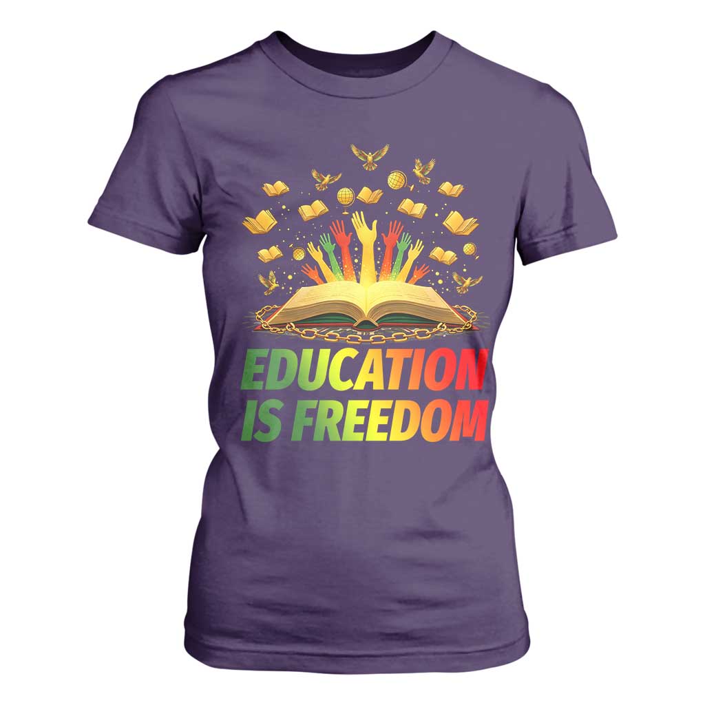 Education Is Freedom T Shirt For Women Black Education Teacher Gift TS12 Purple Print Your Wear