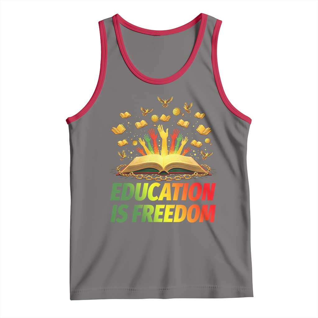 Education Is Freedom Tank Top Black Education Teacher Gift TS12 Deep Heather Red Print Your Wear