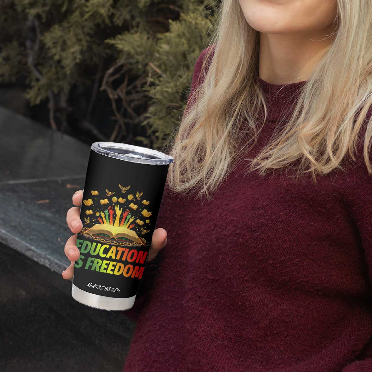 Education Is Freedom Tumbler Cup Black Education Teacher Gift TS12 Print Your Wear