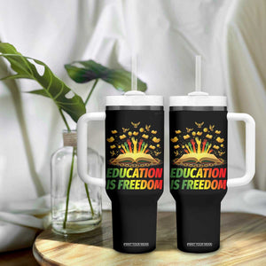Education Is Freedom Tumbler With Handle Black Education Teacher Gift TS12 Print Your Wear
