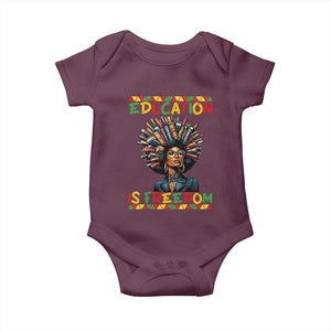 Education Is Freedom Baby Onesie Black History Month Gift For Teachers TS12 Maroon Print Your Wear