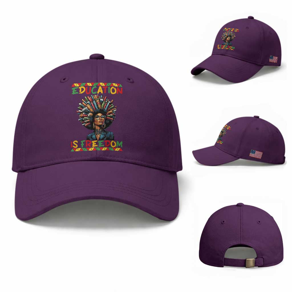 Education Is Freedom Baseball Cap Black History Month Gift For Teachers TS12 Baseball Cap Universal Fit Purple Print Your Wear