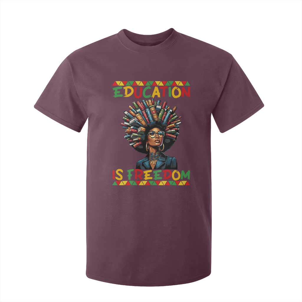 Education Is Freedom T Shirt For Kid Black History Month Gift For Teachers TS12 Maroon Print Your Wear