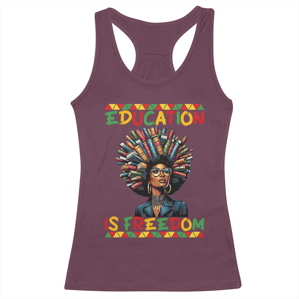 Education Is Freedom Racerback Tank Top Black History Month Gift For Teachers TS12 Maroon Print Your Wear