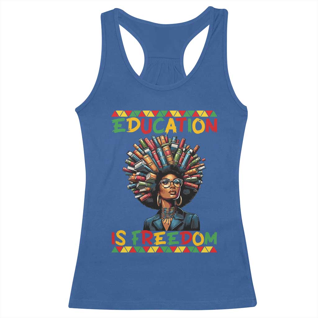 Education Is Freedom Racerback Tank Top Black History Month Gift For Teachers TS12 Royal Blue Print Your Wear