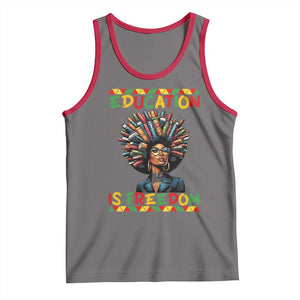 Education Is Freedom Tank Top Black History Month Gift For Teachers TS12 Deep Heather Red Print Your Wear