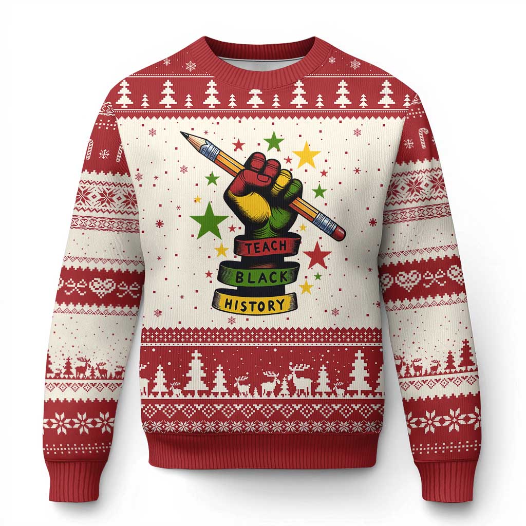 Teach Black History Education Pride Ugly Christmas Sweater Black History Month TS12 Beige Red Print Your Wear