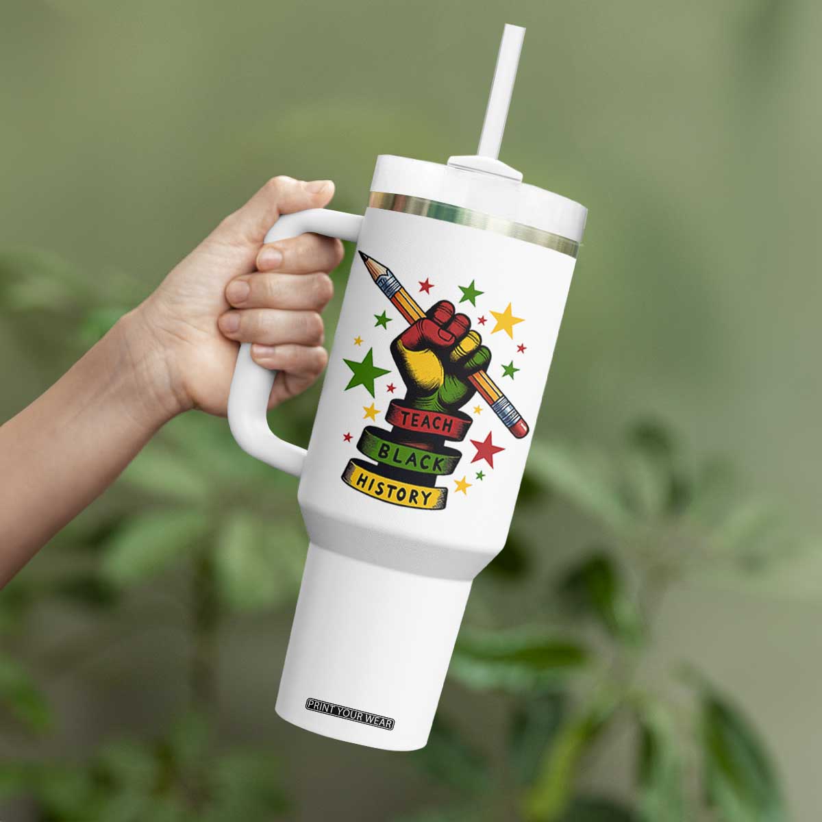 Teach Black History Education Pride Tumbler With Handle Black History Month TS12 Print Your Wear