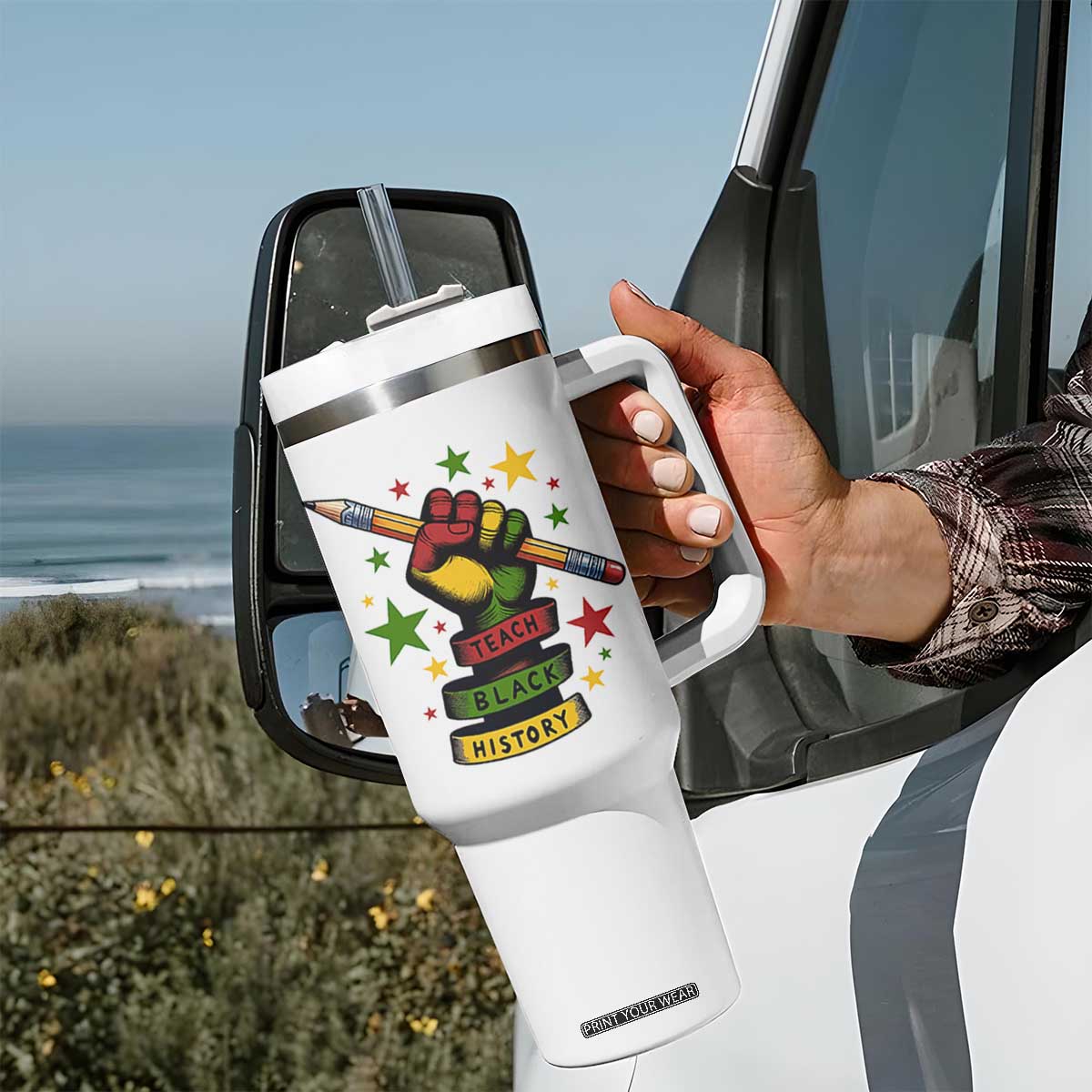 Teach Black History Education Pride Tumbler With Handle Black History Month TS12 Print Your Wear