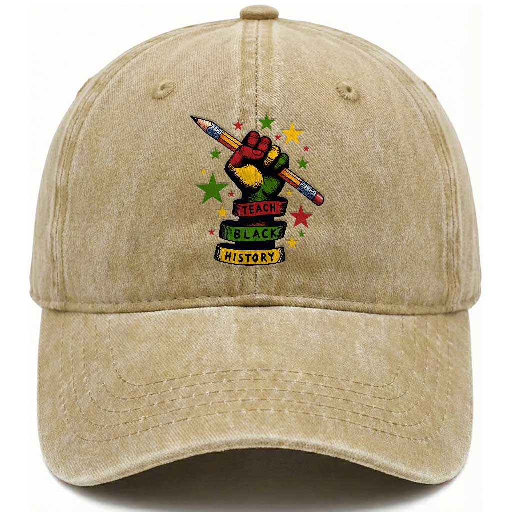 Teach Black History Education Pride Washed Cotton Baseball Cap Black History Month TS12 Print Your Wear