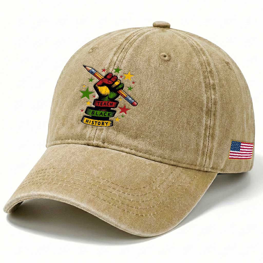 Teach Black History Education Pride Washed Cotton Baseball Cap Black History Month TS12 Print Your Wear