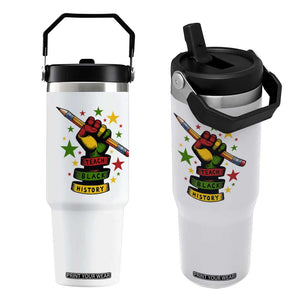 Teach Black History Education Pride Flip Straw Tumbler Black History Month TS12 One Size: 30 oz White Print Your Wear