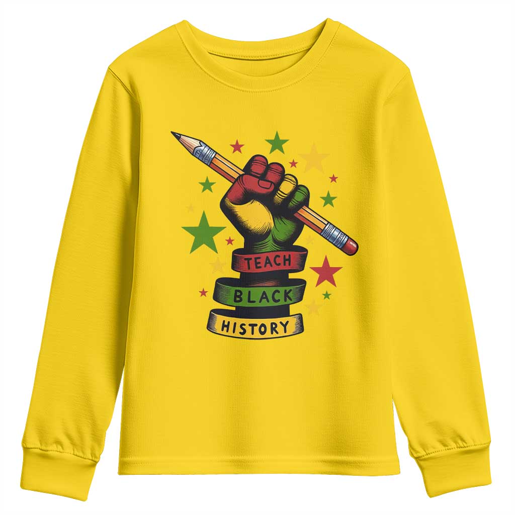 Teach Black History Education Pride Youth Sweatshirt Black History Month TS12 Daisy Print Your Wear
