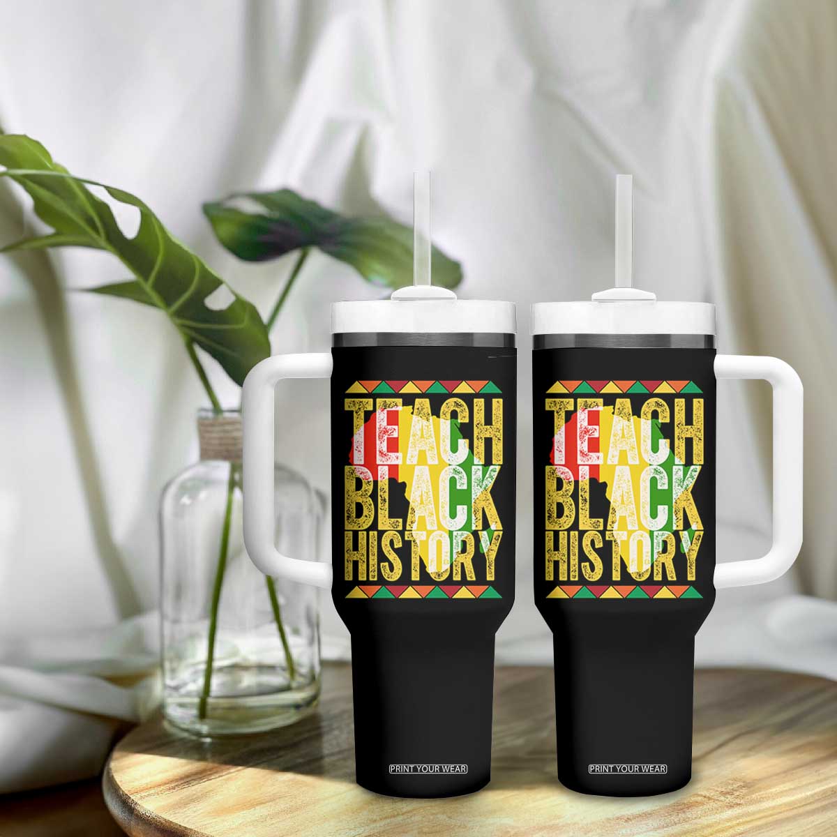 Teach Black History Tumbler With Handle Black History Month Gift For Teachers TS12 Print Your Wear