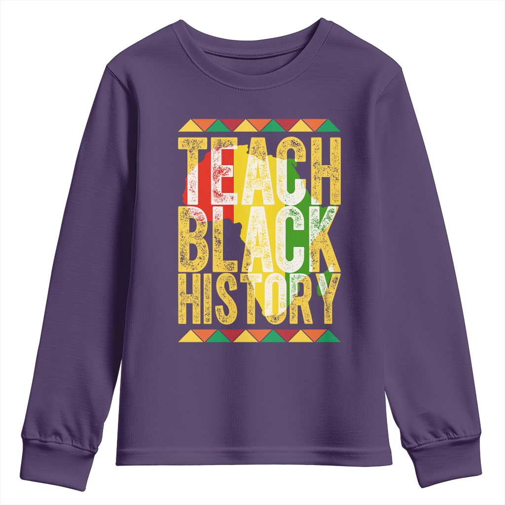 Teach Black History Youth Sweatshirt Black History Month Gift For Teachers TS12 Purple Print Your Wear