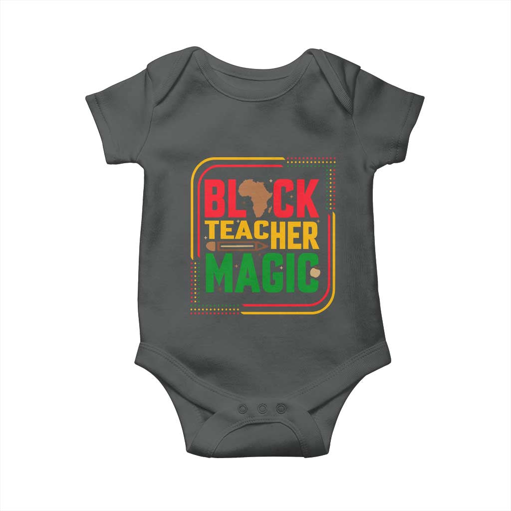 Black Teacher Magic Baby Onesie African American Pride Educator Gift TS12 Dark Heather Print Your Wear