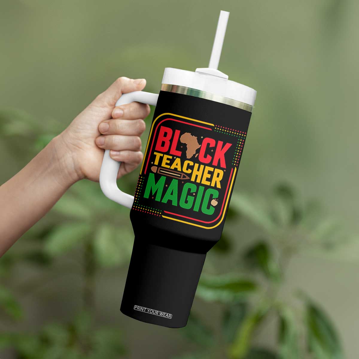 Black Teacher Magic Tumbler With Handle African American Pride Educator Gift TS12 Print Your Wear