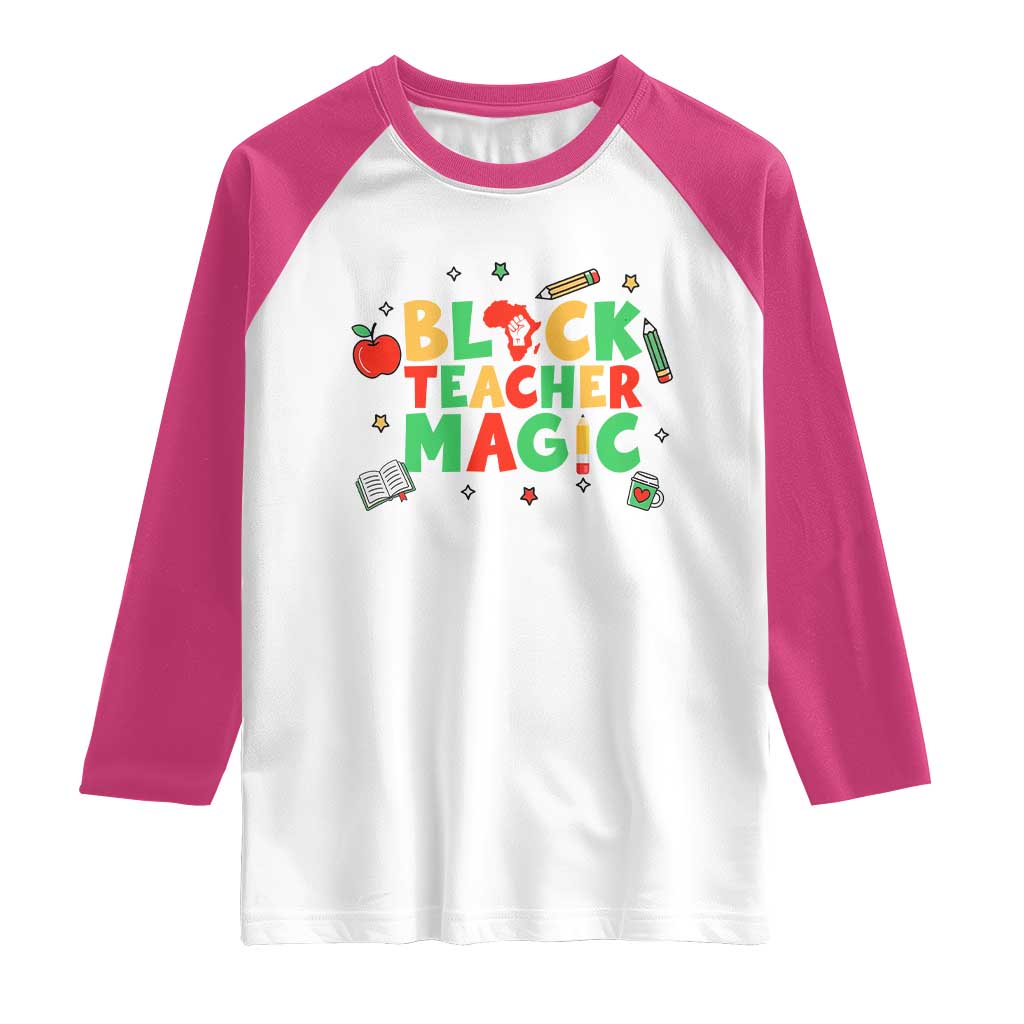 Inspirational Black Teacher Magic Raglan Shirt African American History Month TS12 White Heliconia Print Your Wear