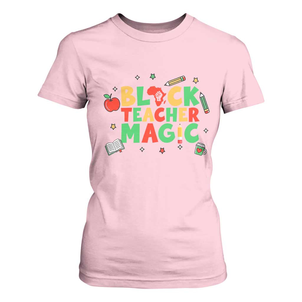 Inspirational Black Teacher Magic T Shirt For Women African American History Month TS12 Light Pink Print Your Wear