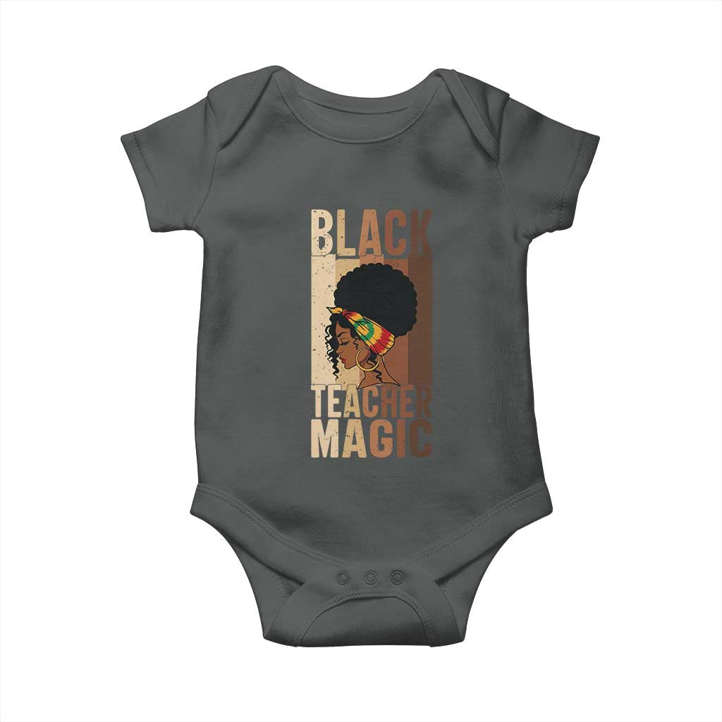 Black Teacher Magic Baby Onesie African American Pride Teacher Life TS12 Dark Heather Print Your Wear