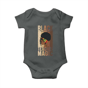 Black Teacher Magic Baby Onesie African American Pride Teacher Life TS12 Dark Heather Print Your Wear