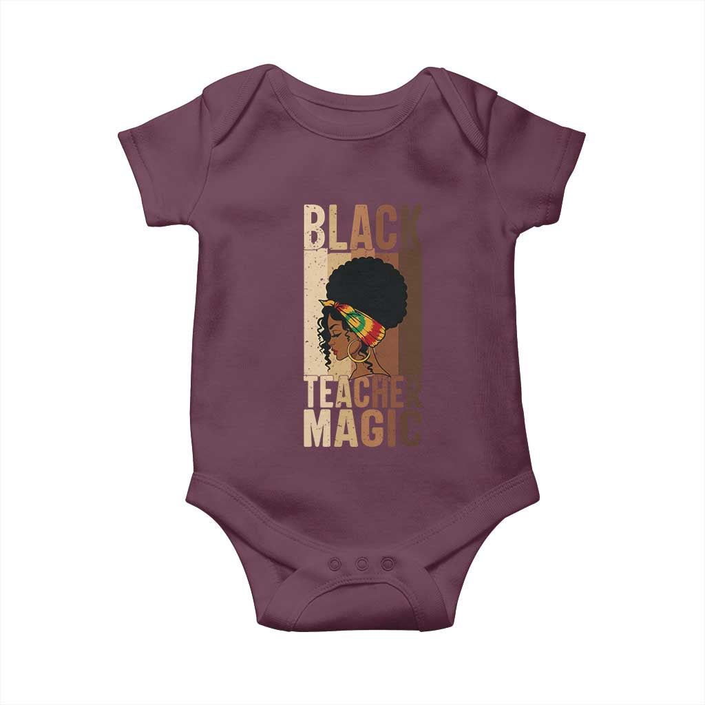 Black Teacher Magic Baby Onesie African American Pride Teacher Life TS12 Maroon Print Your Wear