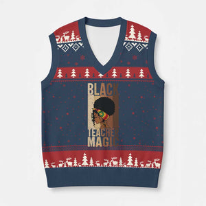 Black Teacher Magic V-Neck Knit Sweater Vest African American Pride Teacher Life TS12 Navy Red Print Your Wear