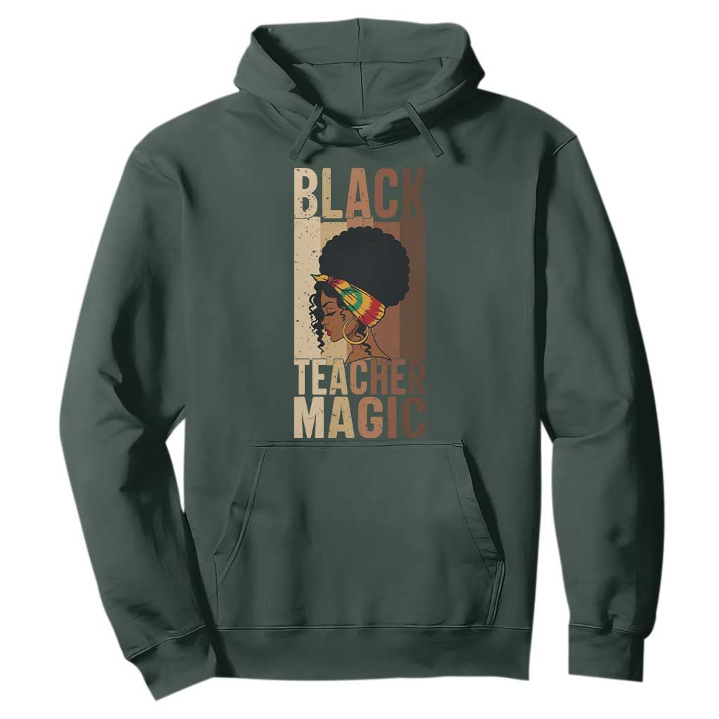 Black Teacher Magic Hoodie African American Pride Teacher Life TS12 Dark Forest Green Print Your Wear