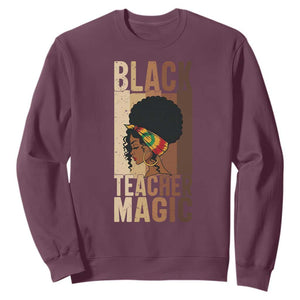 Black Teacher Magic Sweatshirt African American Pride Teacher Life TS12 Maroon Print Your Wear