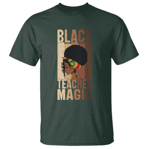 Black Teacher Magic T Shirt African American Pride Teacher Life TS12 Dark Forest Green Print Your Wear