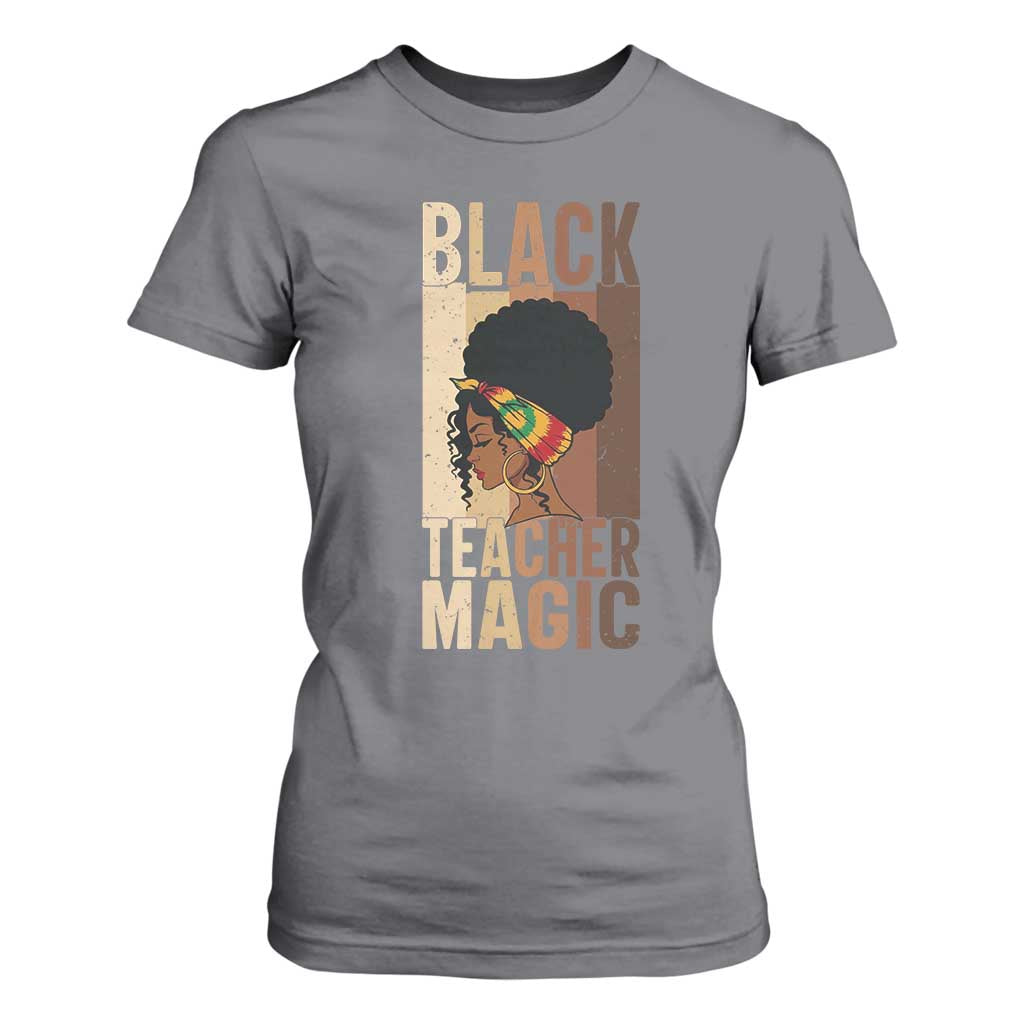 Black Teacher Magic T Shirt For Women African American Pride Teacher Life TS12 Charcoal Print Your Wear