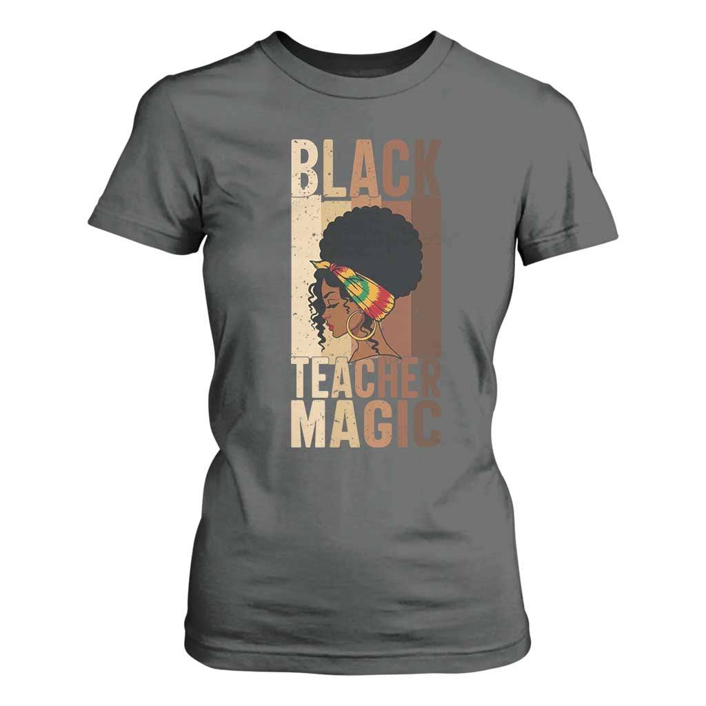Black Teacher Magic T Shirt For Women African American Pride Teacher Life TS12 Dark Heather Print Your Wear
