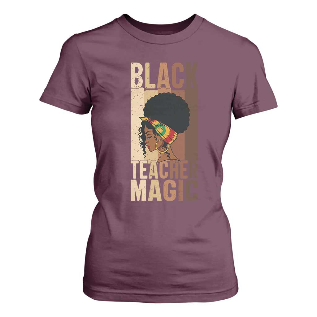 Black Teacher Magic T Shirt For Women African American Pride Teacher Life TS12 Maroon Print Your Wear