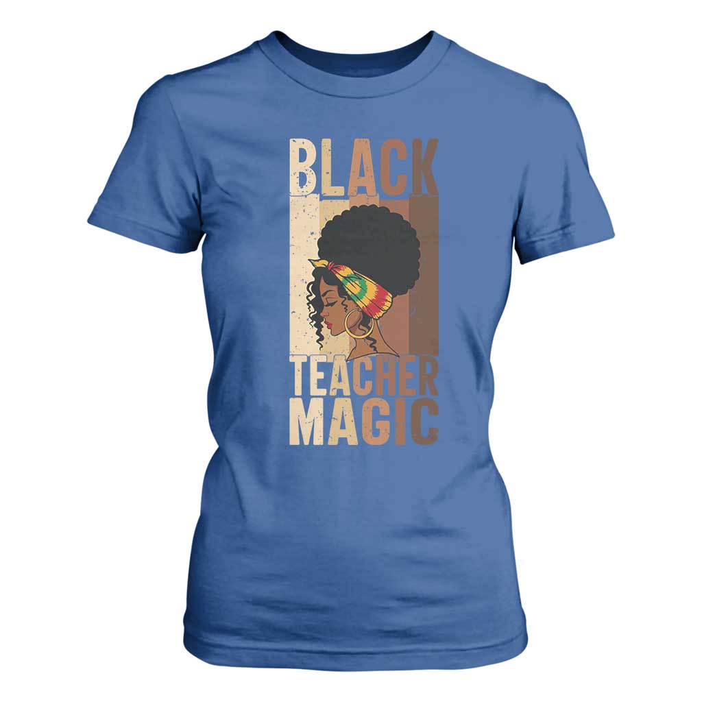 Black Teacher Magic T Shirt For Women African American Pride Teacher Life TS12 Royal Blue Print Your Wear