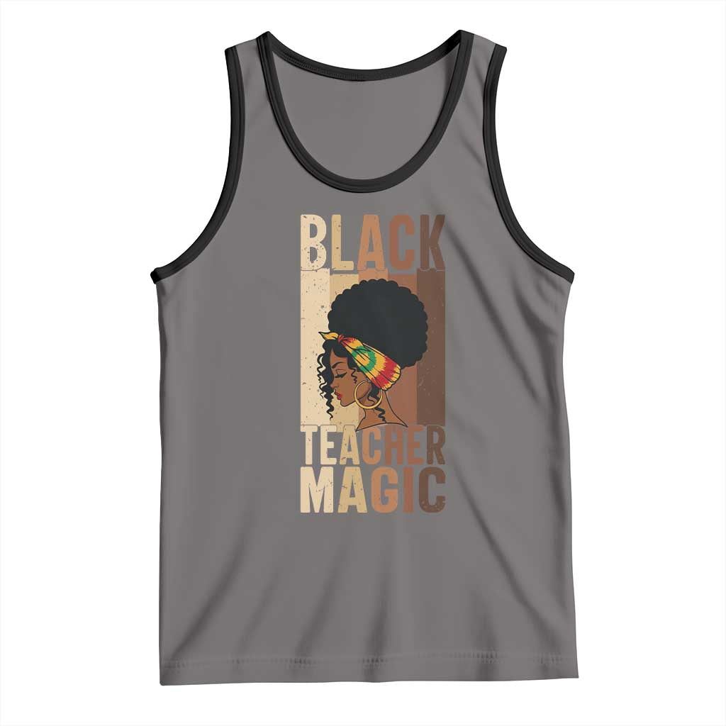 Black Teacher Magic Tank Top African American Pride Teacher Life TS12 Deep Heather Black Print Your Wear