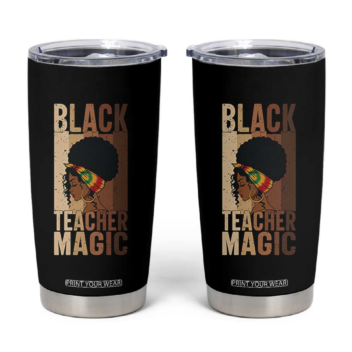 Black Teacher Magic Tumbler Cup African American Pride Teacher Life TS12 Black Print Your Wear