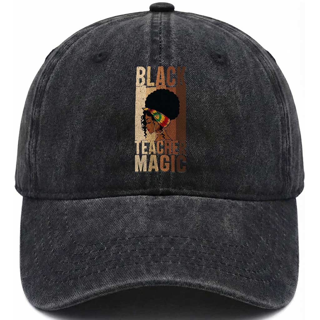 Black Teacher Magic Washed Cotton Baseball Cap African American Pride Teacher Life TS12 Print Your Wear