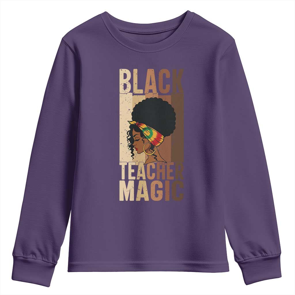 Black Teacher Magic Youth Sweatshirt African American Pride Teacher Life TS12 Purple Print Your Wear