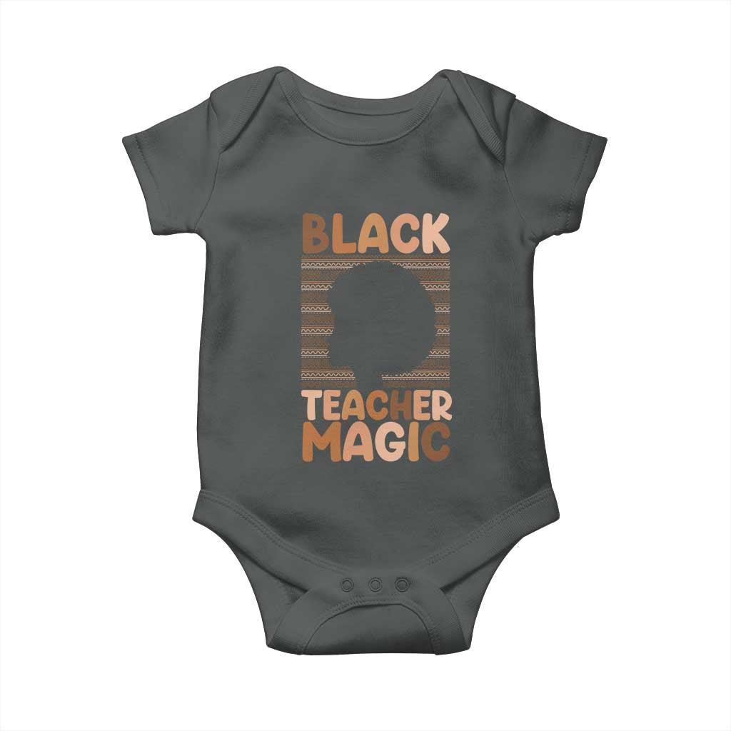 Black Teacher Magic Baby Onesie Empowering African American Pride Teacher Gift TS12 Dark Heather Print Your Wear