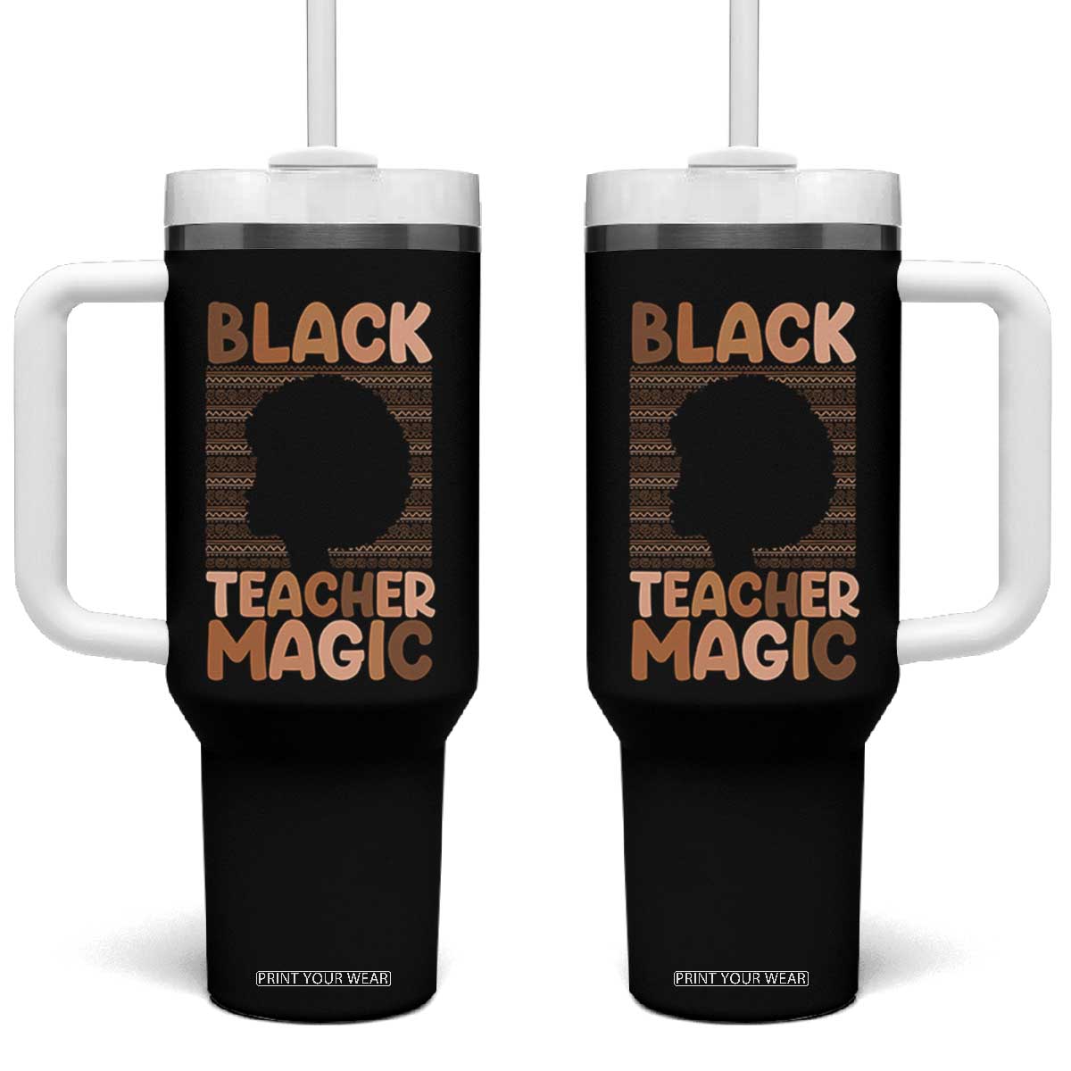 Black Teacher Magic Tumbler With Handle Empowering African American Pride Teacher Gift TS12 One Size: 40 oz Black Print Your Wear